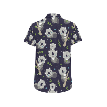 Koala Pattern Print Design 04 Men's Short Sleeve Button Up Shirt