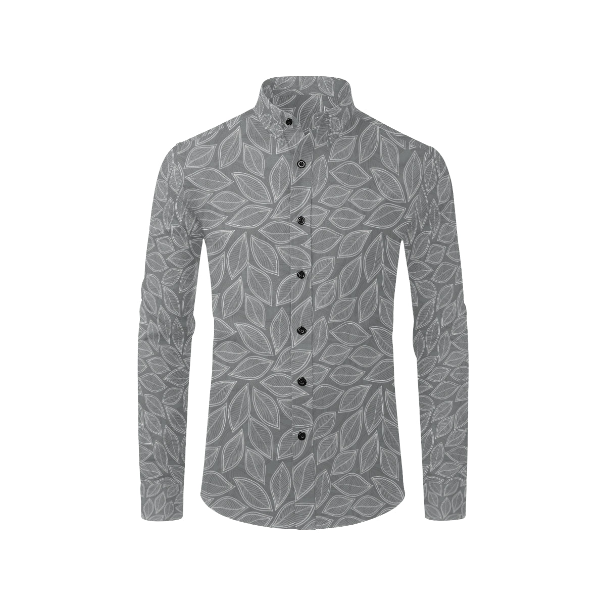 Elm Leave Grey Print Pattern Men's Long Sleeve Shirt
