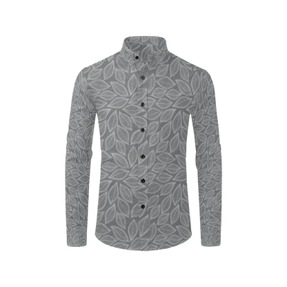 Elm Leave Grey Print Pattern Men's Long Sleeve Shirt