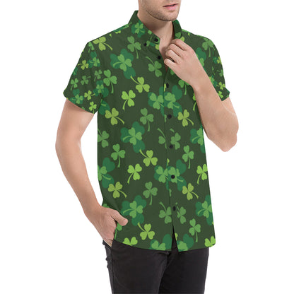 Irish Pattern Print Design 03 Men's Short Sleeve Button Up Shirt