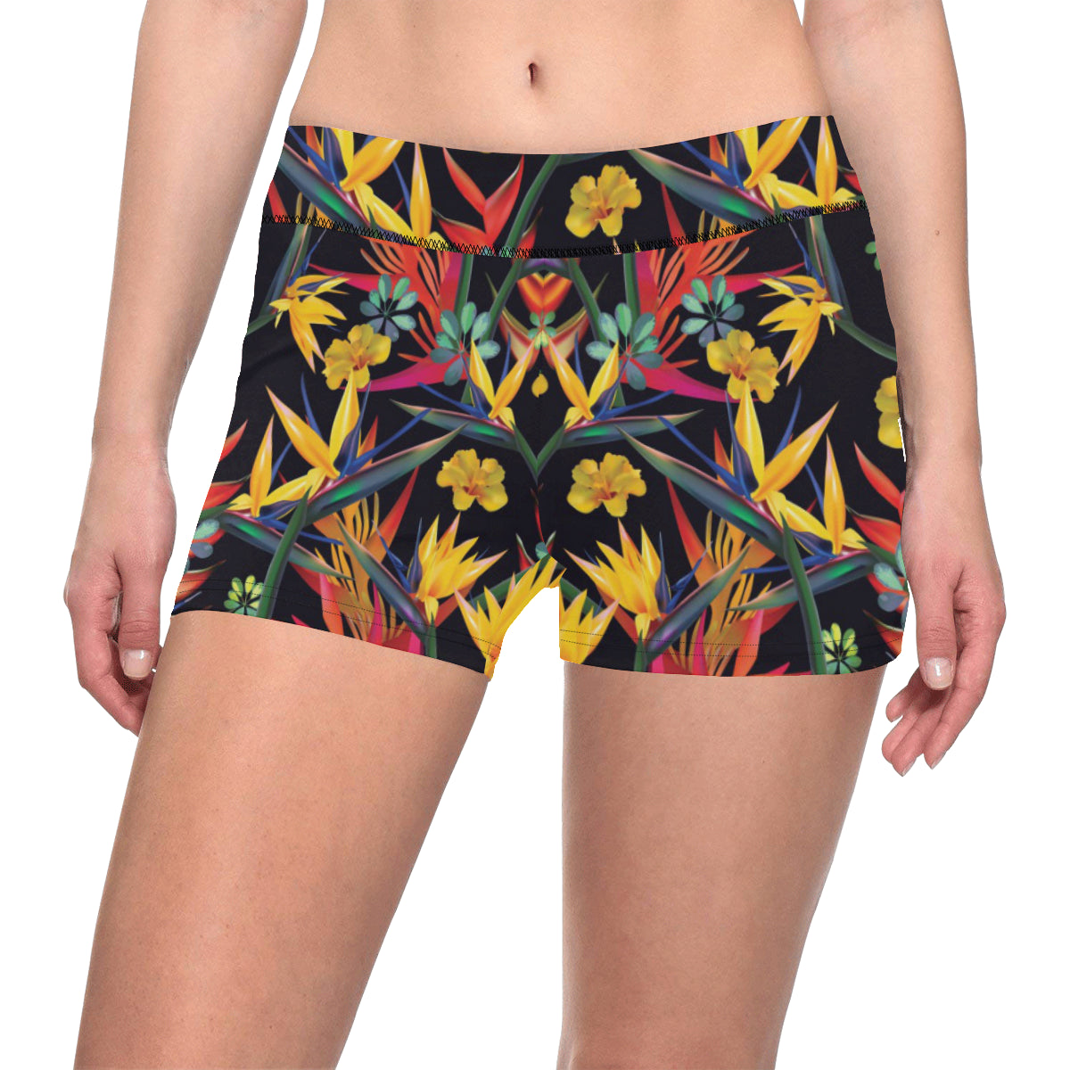 Bird Of Paradise Pattern Print Design BOP016 Yoga Shorts