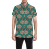 Boho Head Elephant Men's Short Sleeve Button Up Shirt