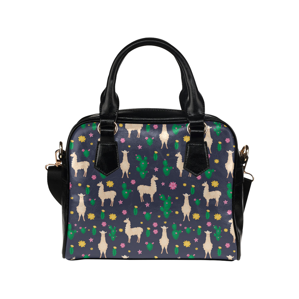 Llama Cactus Pattern Print Design 012 Shoulder Handbag