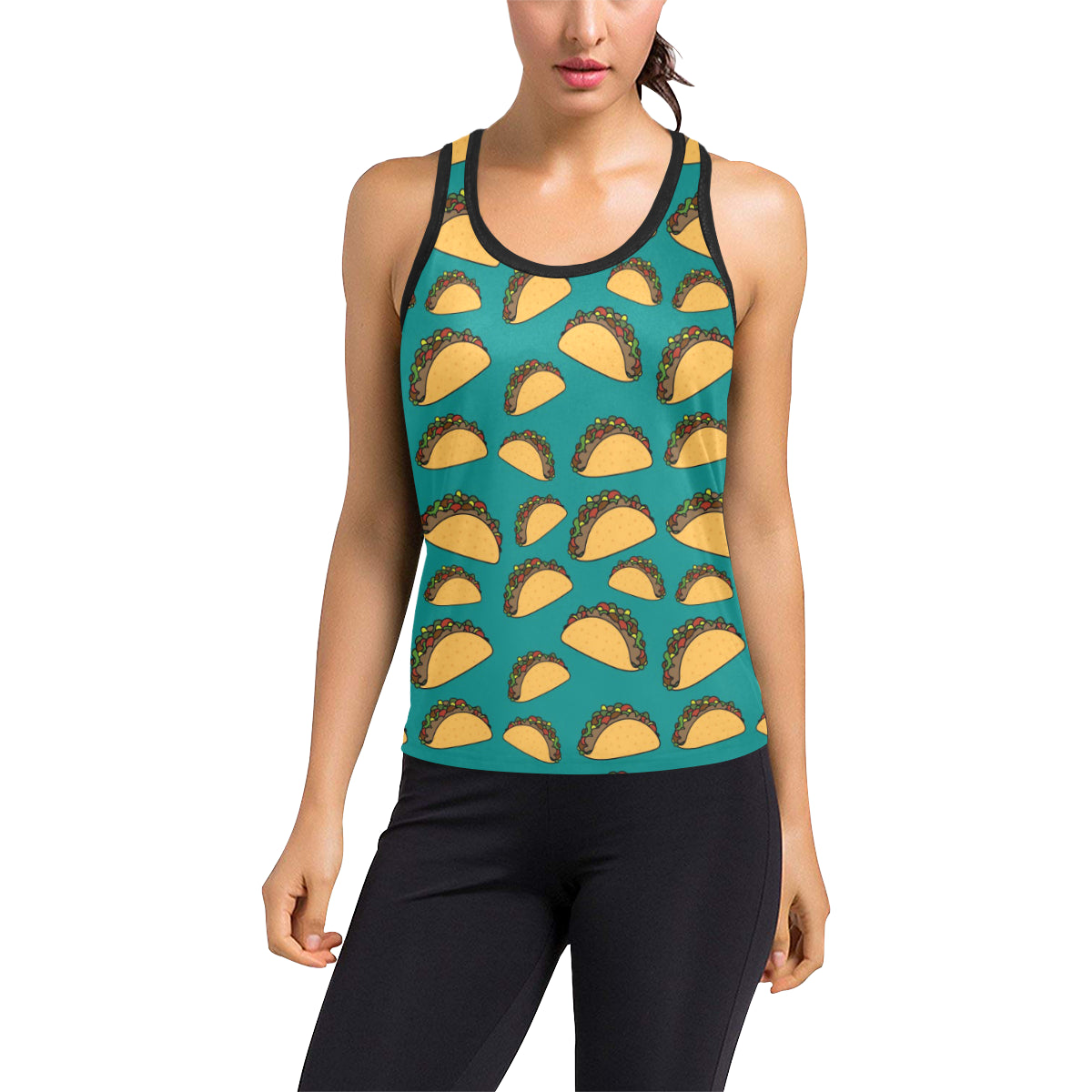 Taco Pattern Print Design TC07 Women's Racerback Tank Top