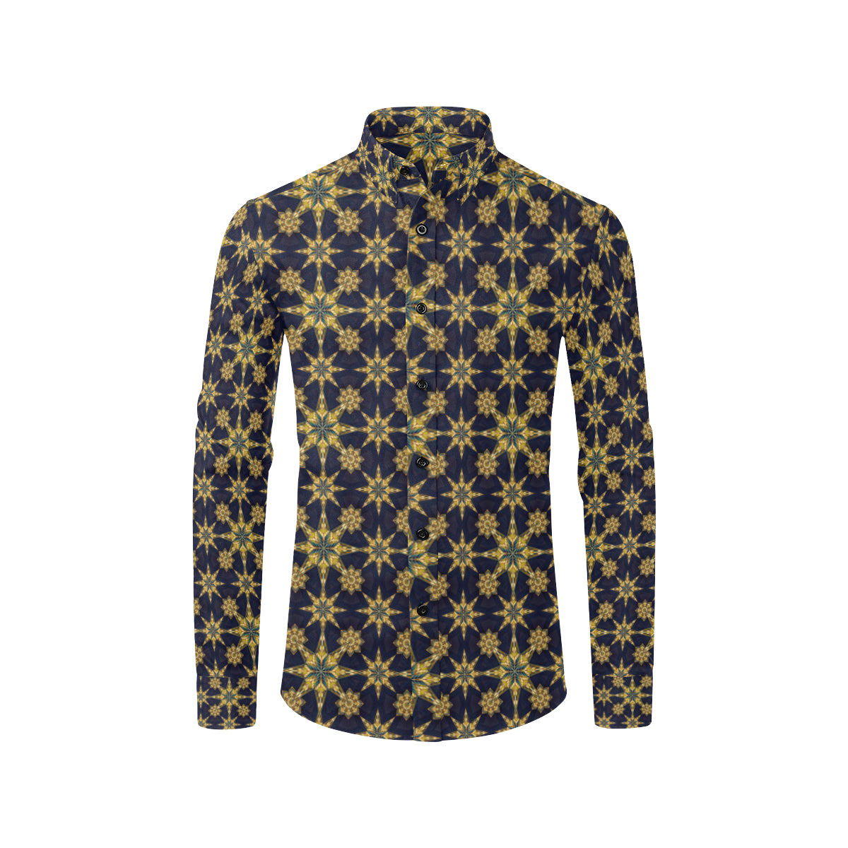 kaleidoscope Gold Print Design Men's Long Sleeve Shirt