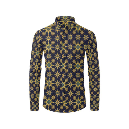 kaleidoscope Gold Print Design Men's Long Sleeve Shirt