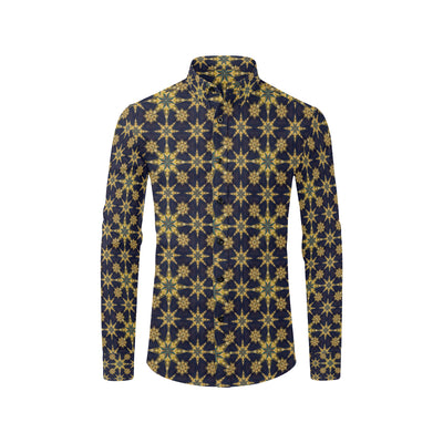 kaleidoscope Gold Print Design Men's Long Sleeve Shirt
