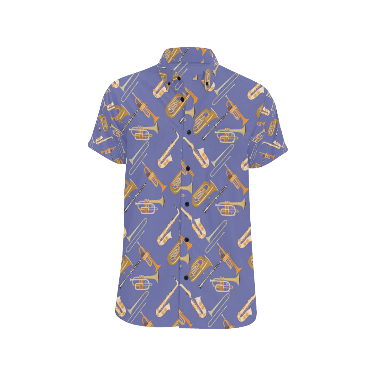 Trombone Pattern Print Design 02 Men's Short Sleeve Button Up Shirt