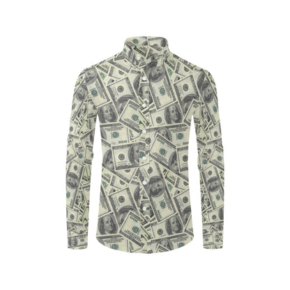 Dollar Pattern Print Design DO02 Men's Long Sleeve Shirt