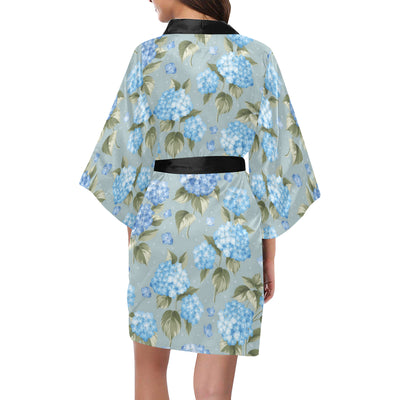 Hydrangea Pattern Print Design 01 Women's Short Kimono