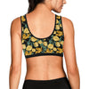 Elegant Yellow Tulip Print Sports Bra