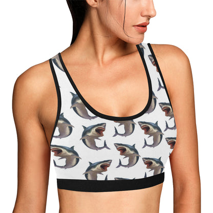 Great White Shark Pattern Print Design 03 Sports Bra