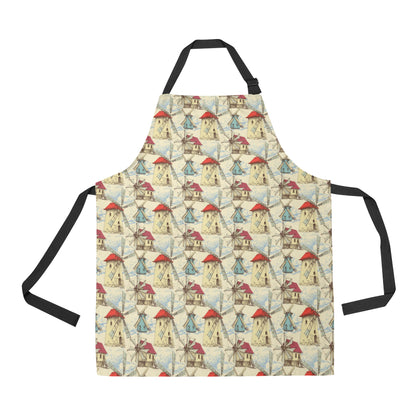 Windmill Pattern Print Design 01 Apron with Pocket