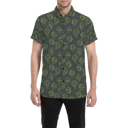 Broccoli Pattern Print Design 01 Men's Short Sleeve Button Up Shirt