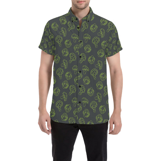 Broccoli Pattern Print Design 01 Men's Short Sleeve Button Up Shirt