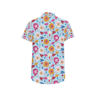 Morning Glory Pattern Print Design MG06 Men's Short Sleeve Button Up Shirt