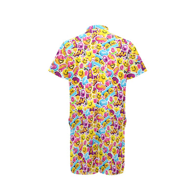 Emoji Sticker Print Pattern Men's Romper