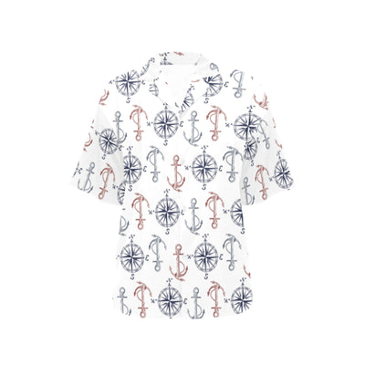 Anchor Pattern Print Design 06 Women's Hawaiian Shirt