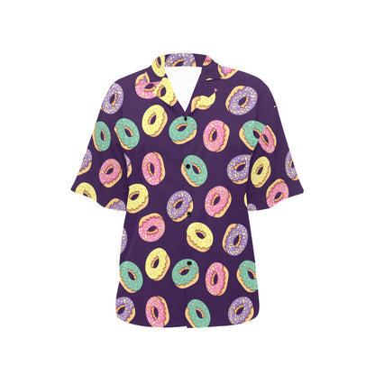 Donut Pattern Print Design DN08 Women's Hawaiian Shirt