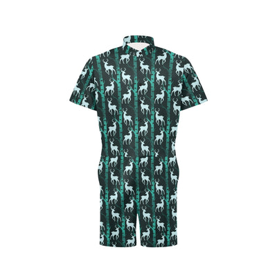 Deer Jungle Print Pattern Men's Romper