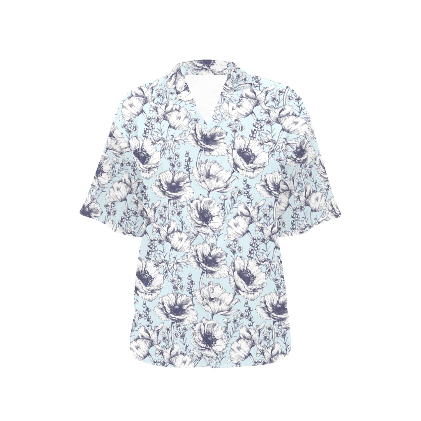 Anemone Pattern Print Design 02 Women's Hawaiian Shirt