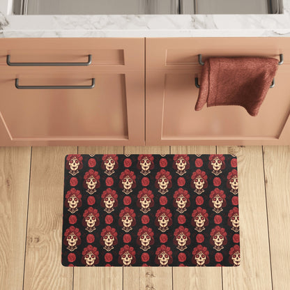 Day of the Dead Skull Girl Pattern Kitchen Mat