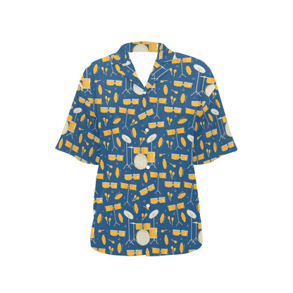 Drum Set Pattern Print Design 03 Women's Hawaiian Shirt