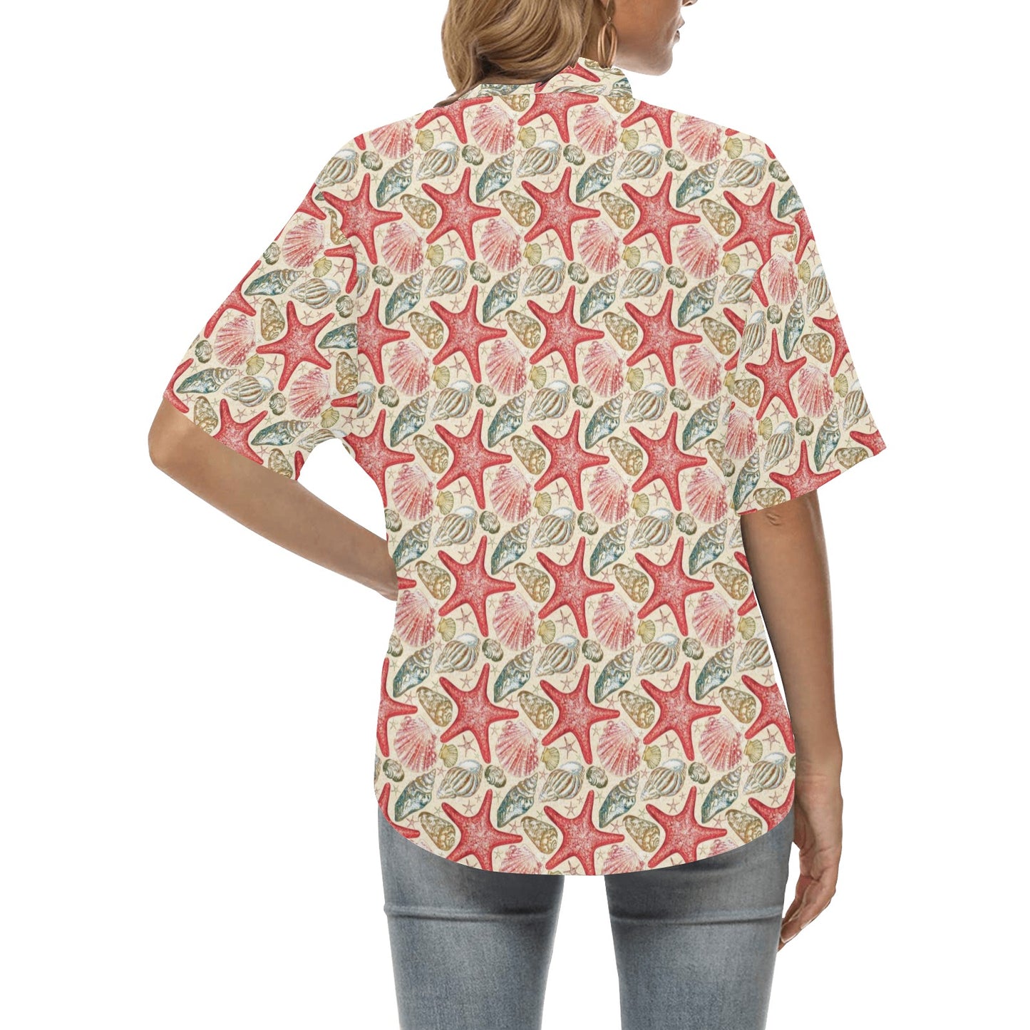 Seashell Print Design LKS301 Women's Hawaiian Shirt