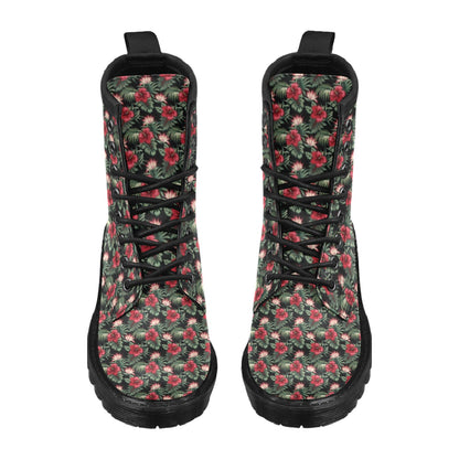 Flower Hawaiian Red Hibiscus Design Print Women's Boots