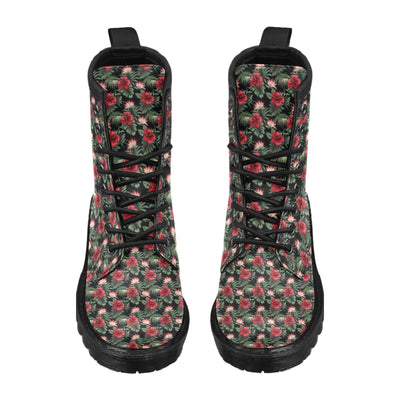 Flower Hawaiian Red Hibiscus Design Print Women's Boots