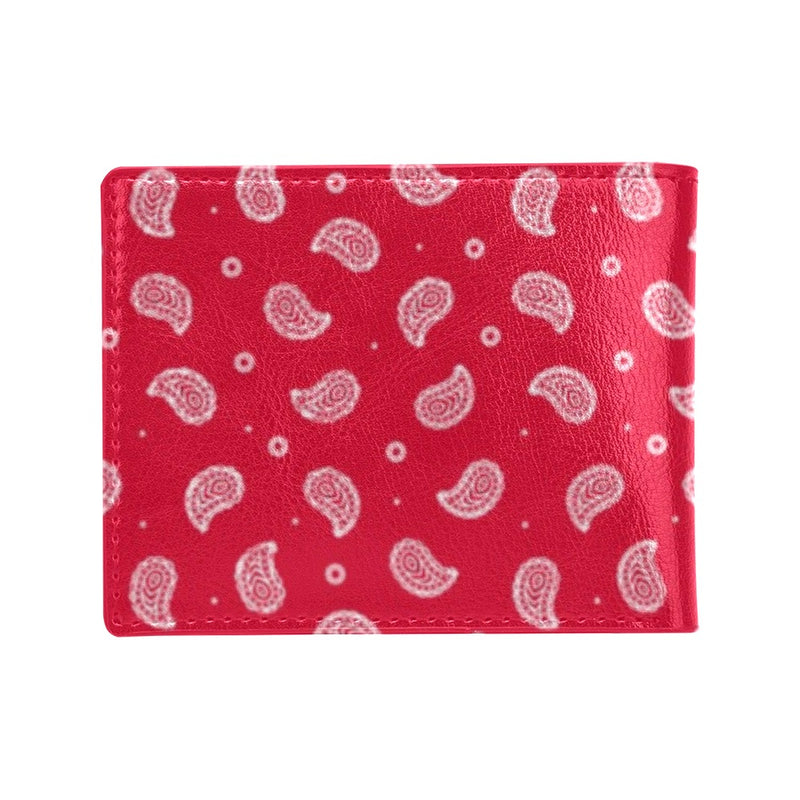 Bandana Red Paisley Print Design LKS305 Men's ID Card Wallet