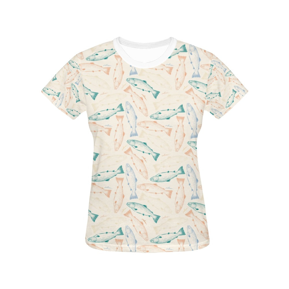 Salmon Fish Print Design LKS305 Women's  T-shirt