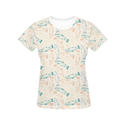 Salmon Fish Print Design LKS305 Women's  T-shirt