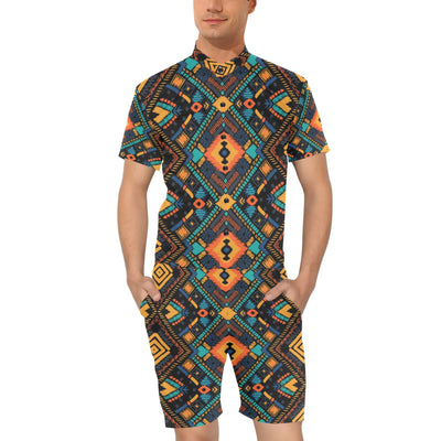 Kente Pattern Print Design 04 Men's Romper