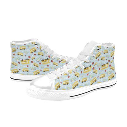 School Bus Back To School Print Design LKS303 High Top Women's White Shoes
