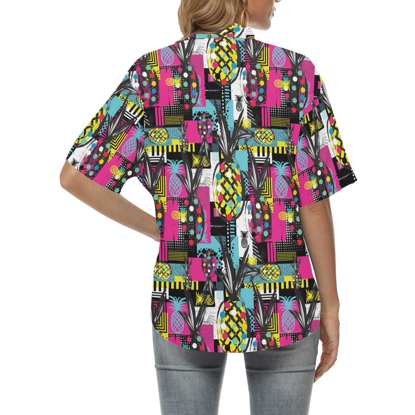 Pop Art Pineapple Pattern Print Design A02 Women's Hawaiian Shirt
