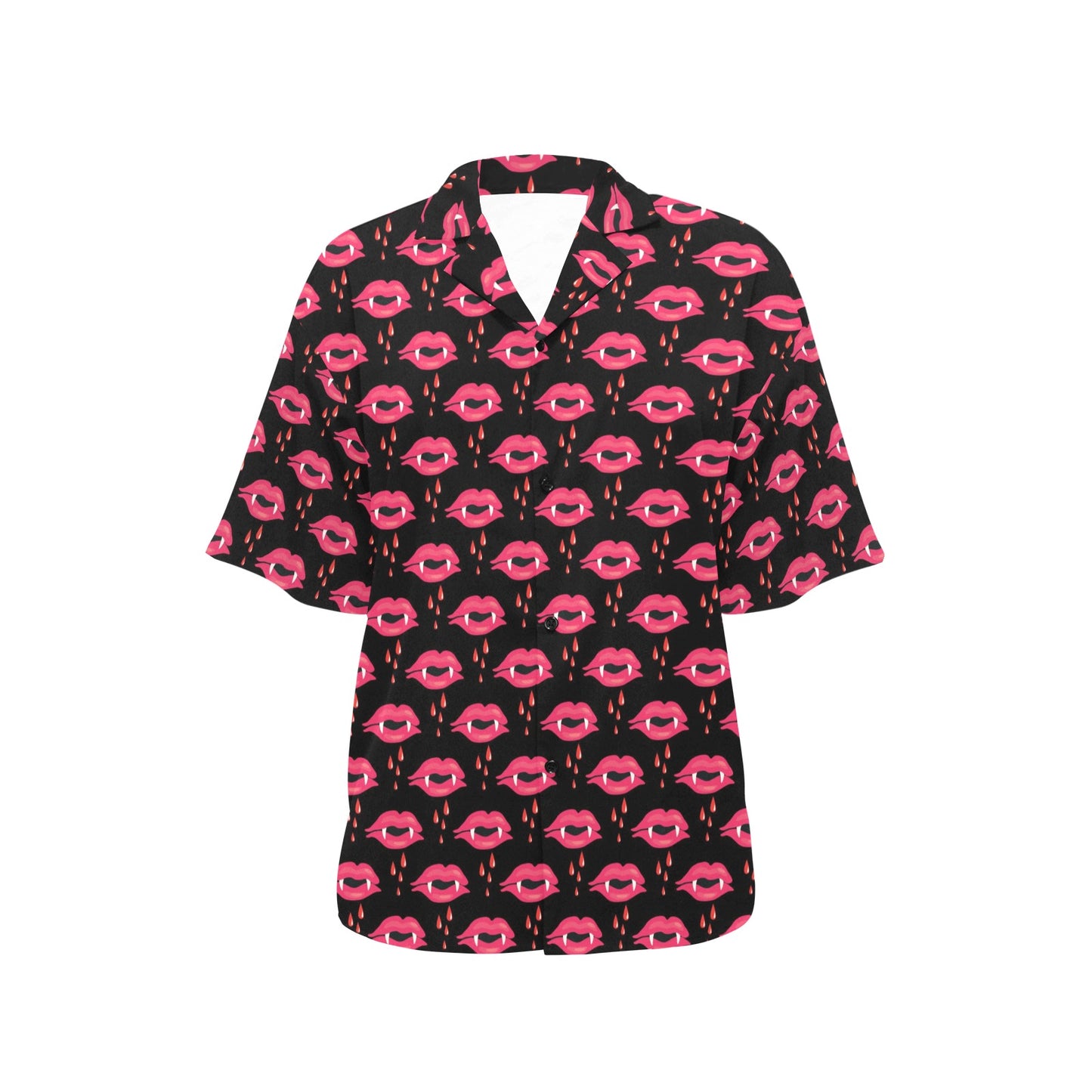 Vampire Lips Print Design LKS303 Women's Hawaiian Shirt