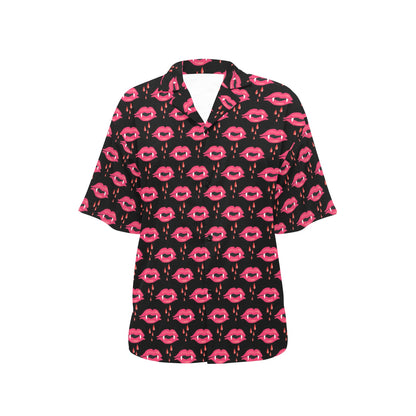 Vampire Lips Print Design LKS303 Women's Hawaiian Shirt