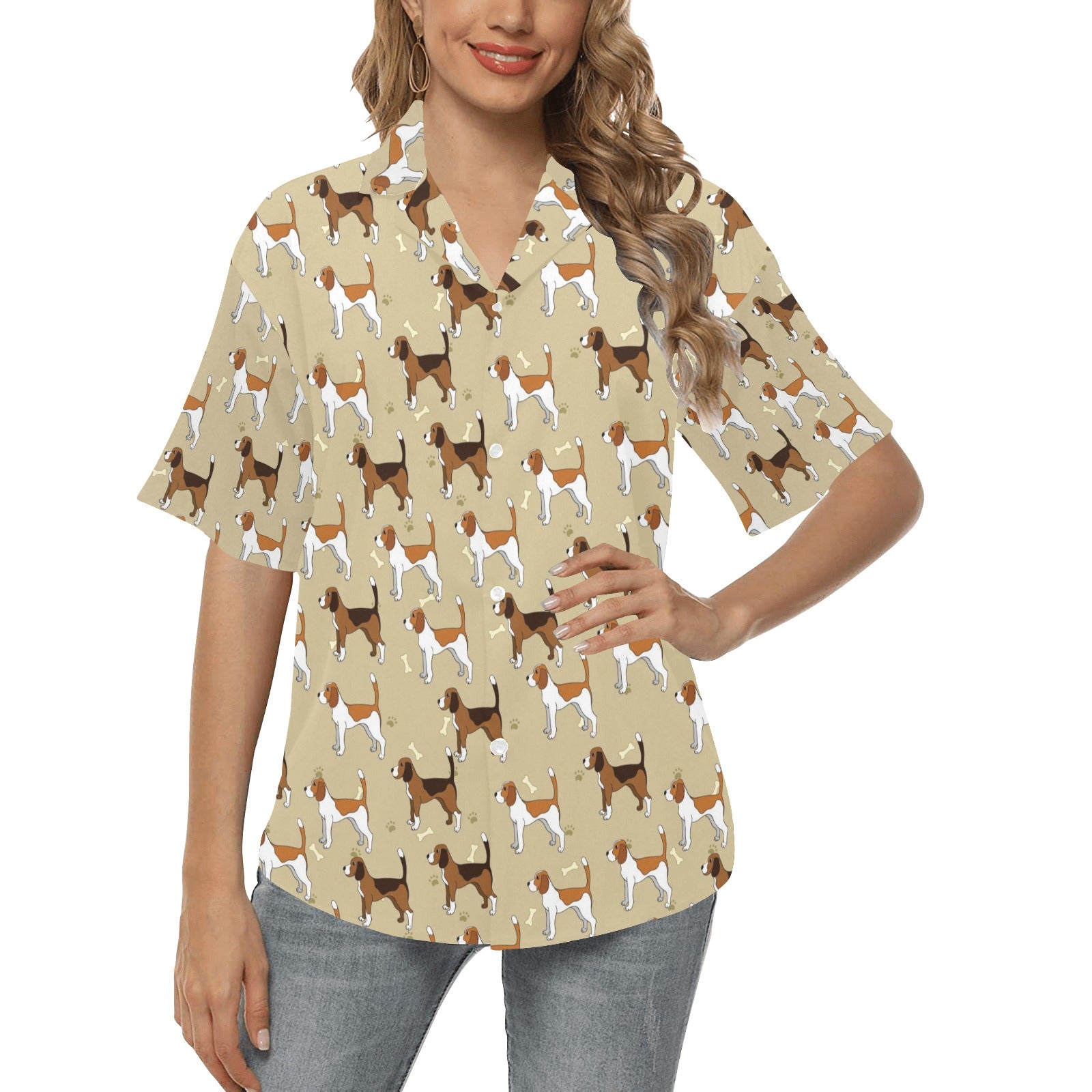 Beagle Pattern Print Design 01 Women's Hawaiian Shirt