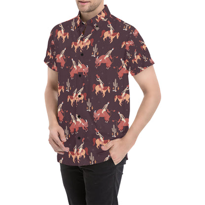 Rodeo Pattern Print Design A01 Men's Short Sleeve Button Up Shirt
