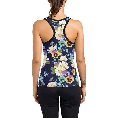 Pansy Pattern Print Design PS03 Women's Racerback Tank Top