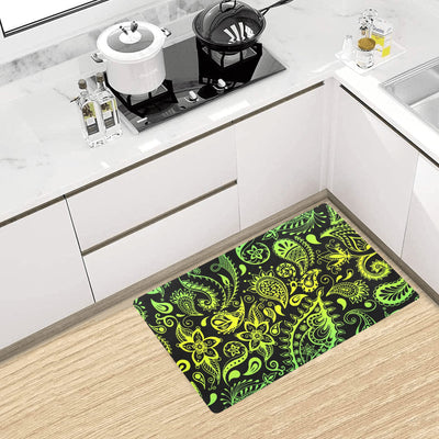Paisley Green Design Print Kitchen Mat