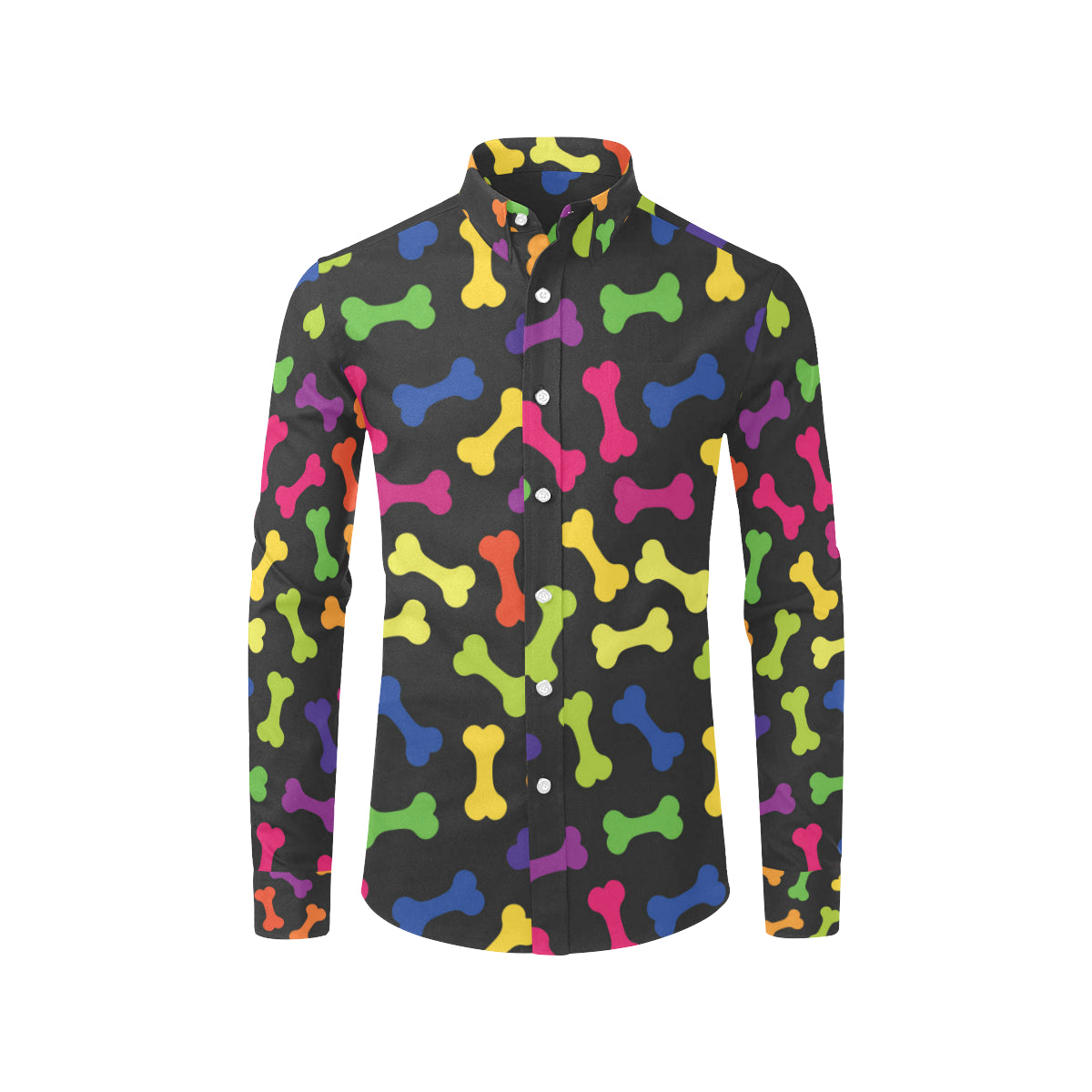 Dog Bone Neon Color Pattern Print Design 02 Men's Long Sleeve Shirt