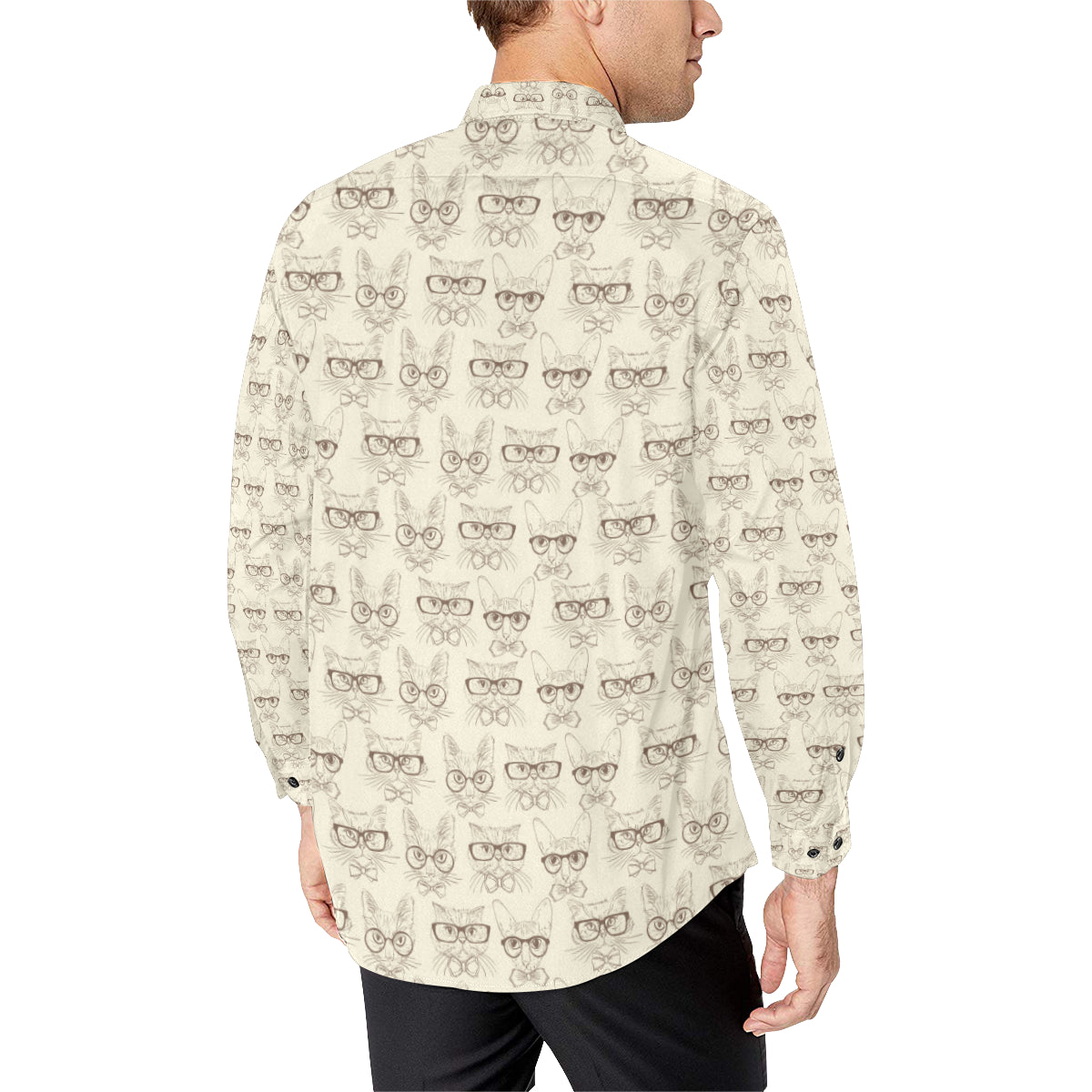 Cat Pattern Print Design 02 Men's Long Sleeve Shirt