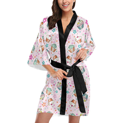 Cupcake Pattern Print Design CP03 Women's Short Kimono