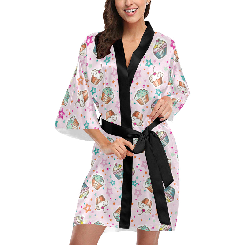 Cupcake Pattern Print Design CP03 Women Kimono Robe