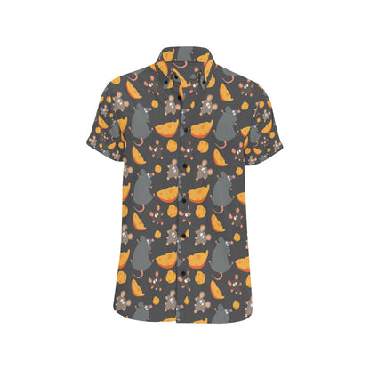 Rat Pattern Print Design 04 Men's Short Sleeve Button Up Shirt