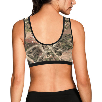 Camouflage Realistic Tree Authumn Print Sports Bra