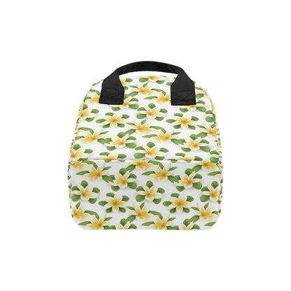 Yellow Plumeria Pattern Print Design PM012 Insulated Lunch Bag