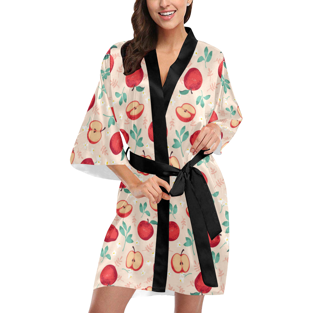 Apple Pattern Print Design AP06 Women's Short Kimono
